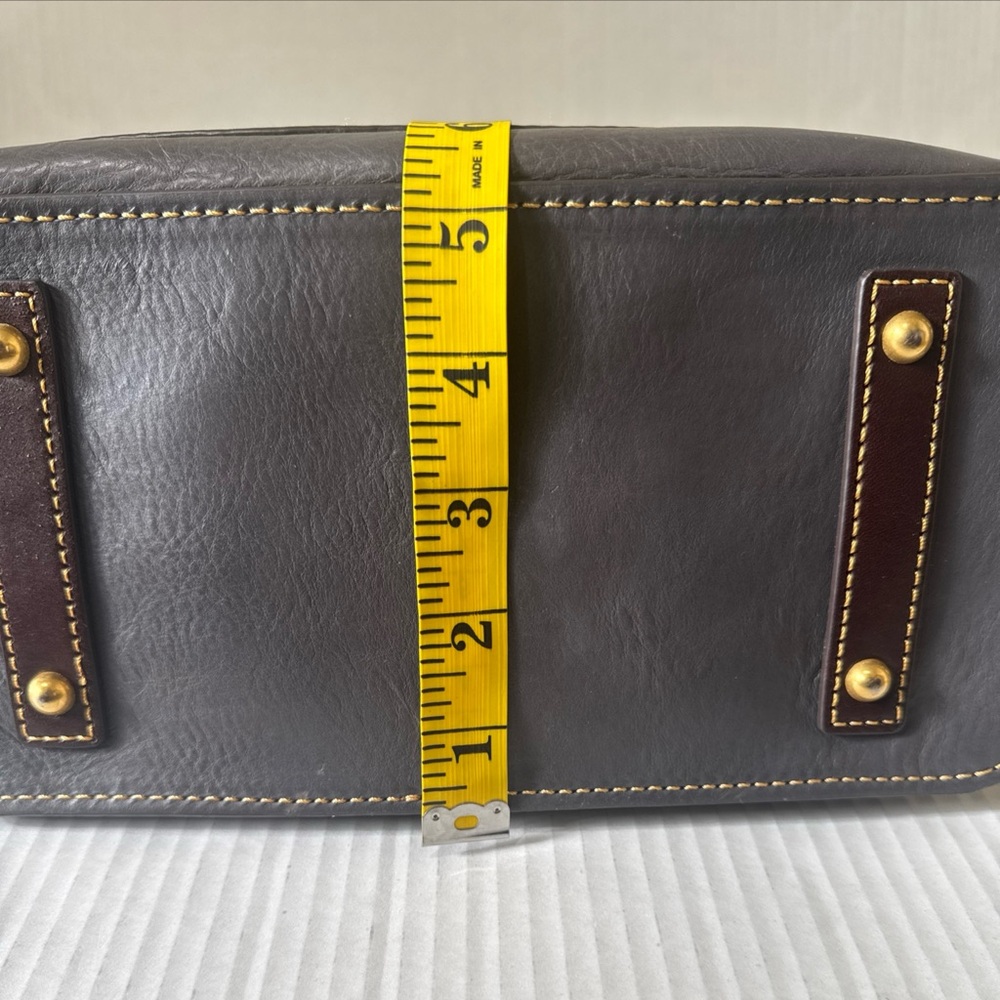 DOONEY BOURKE Florentine Leather Double Strap Shoulder Bag Gray W” Red Interior - Picture 9 of 13
